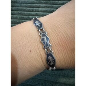 Vintage‎ SIAM Sterling Silver Niello Dancer Bracelet Thailand Siam